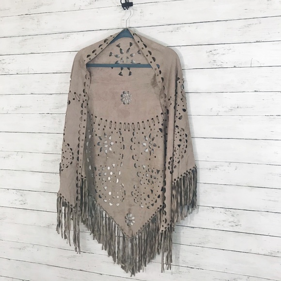 Jackets & Blazers - 🍋 Faux Suede Boho Mid West Triangle Shawl - OS